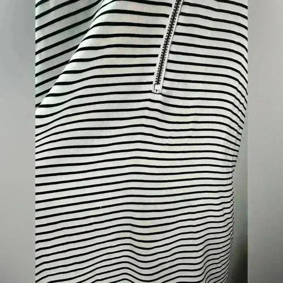 Womens Express Dress Tank Top Blouse Black White Striped Small 1/4 Zip Front S - Picture 7 of 7
